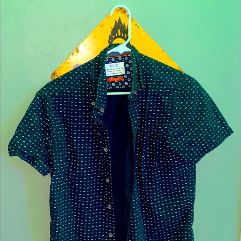 Short Sleeved Flower Button Down
